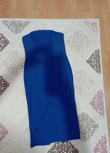 Trendyolmilla taşlı saks mavisi elbise - Görsel 5