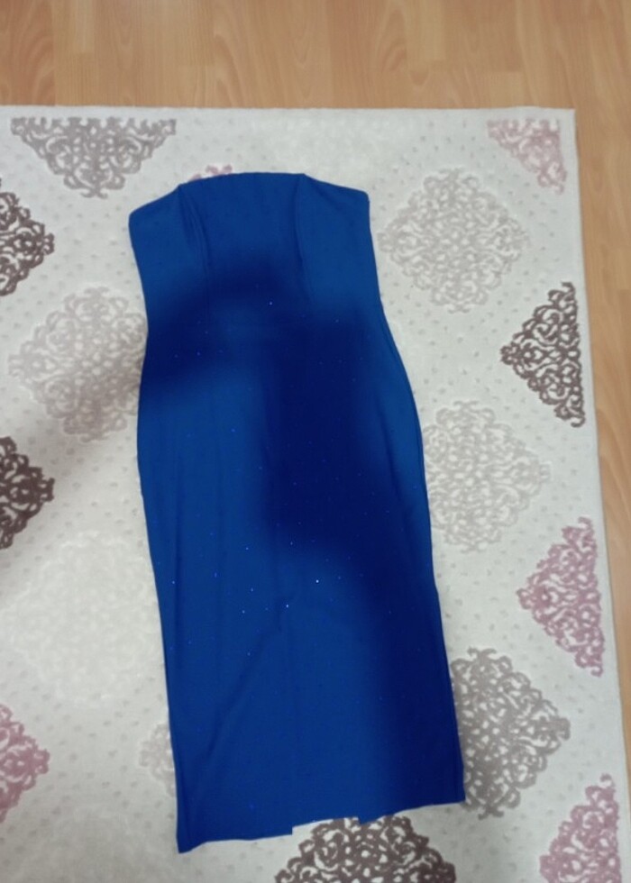 Trendyolmilla taşlı saks mavisi elbise - Görsel 5