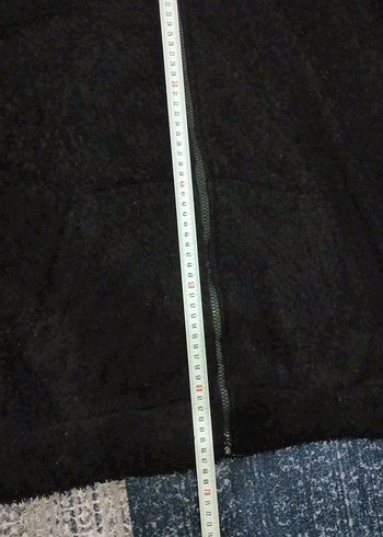 Siyah Kapüşonlu Kadın Peluş Ceket - Görsel 5