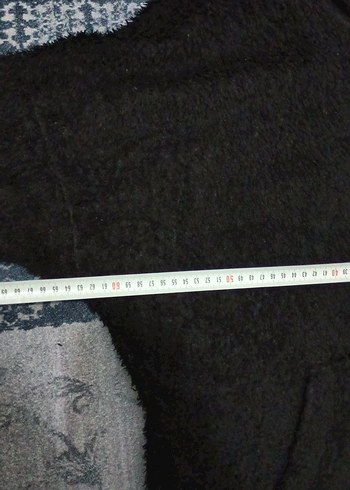 Siyah Kapüşonlu Kadın Peluş Ceket - Görsel 6