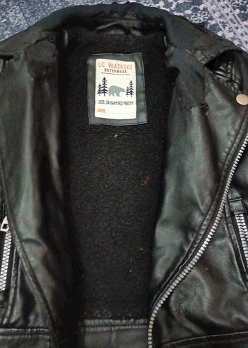 Siyah Deri Biker Ceket cocuk - Görsel 2