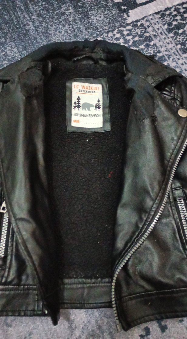 Siyah Deri Biker Ceket cocuk - Görsel 2