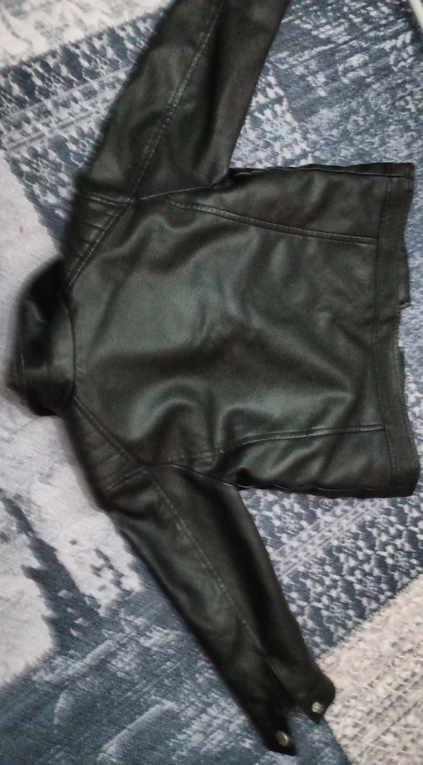 Siyah Deri Biker Ceket cocuk - Görsel 5