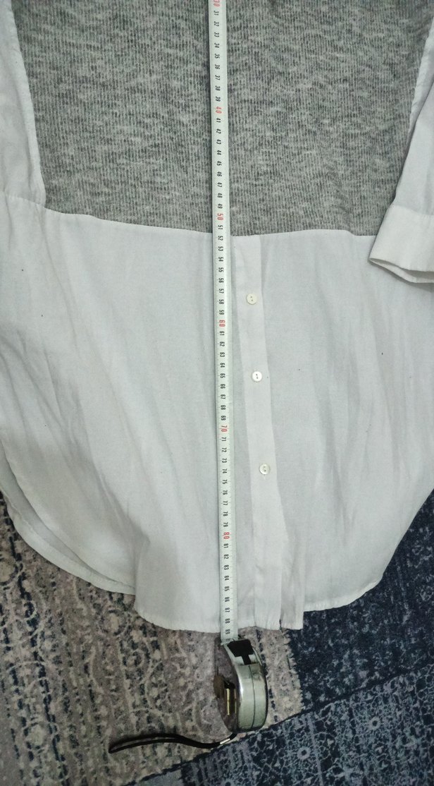 Gri Kadın üstü Kazak alt ve kollari gömlek - Görsel 4