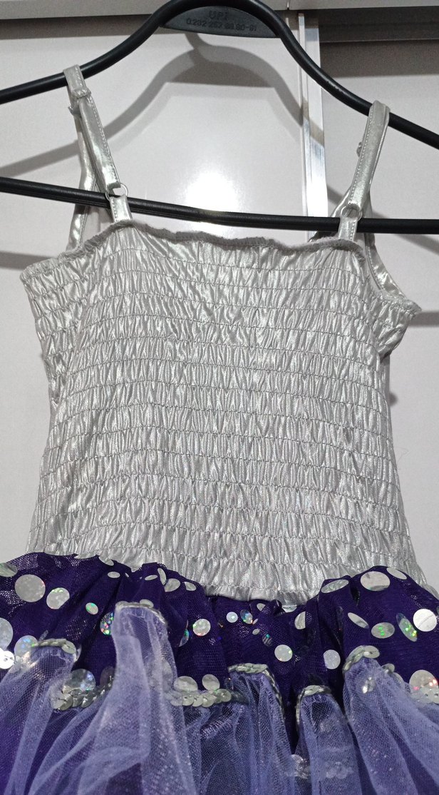 Mor Fırfırlı Kız Çocuk Elbisesi - Görsel 2