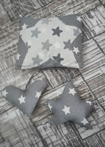 Gri Yıldız Desenli Bebek Uyku Seti babynest - Görsel 6