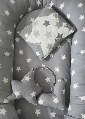 Gri Yıldız Desenli Bebek Uyku Seti babynest - Görsel 2