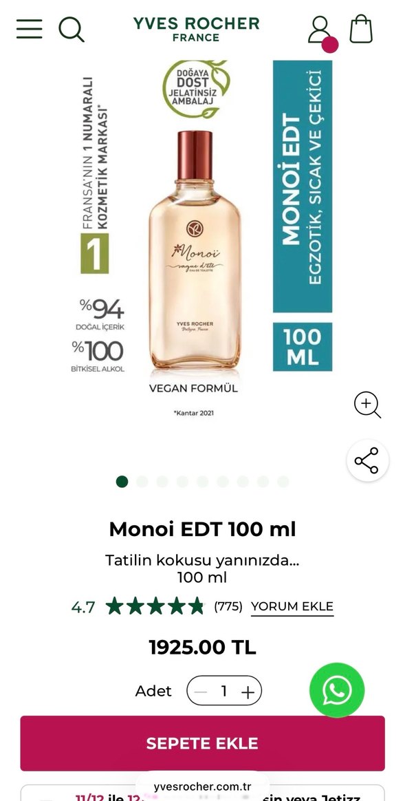 Yves Rocher Monoi Kadın Parfümü - Görsel 2