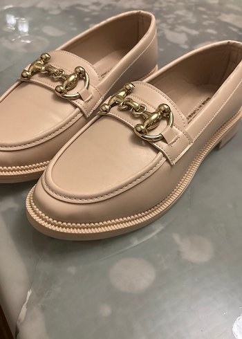 Bej Kadın Tokalı Loafer Blok Topuklu Ayakkabı - Görsel 4