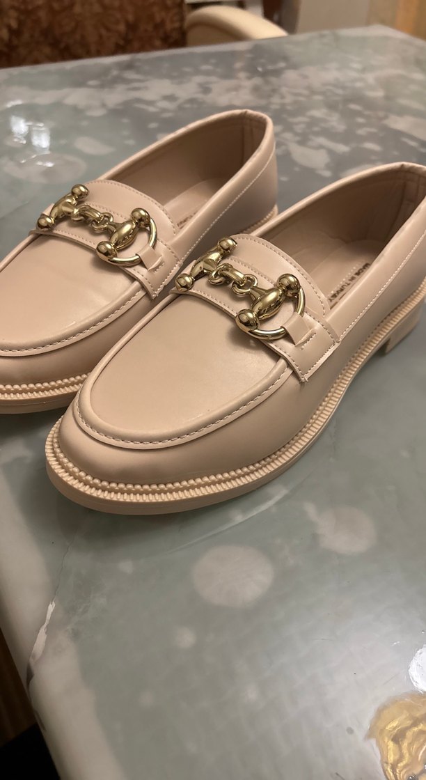 Bej Kadın Tokalı Loafer Blok Topuklu Ayakkabı - Görsel 4