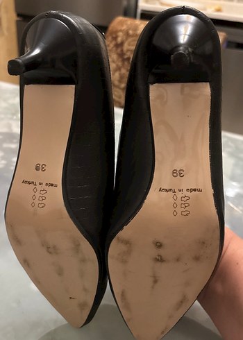 Siyah Yılan Desenli Tokalı Stiletto - Görsel 4