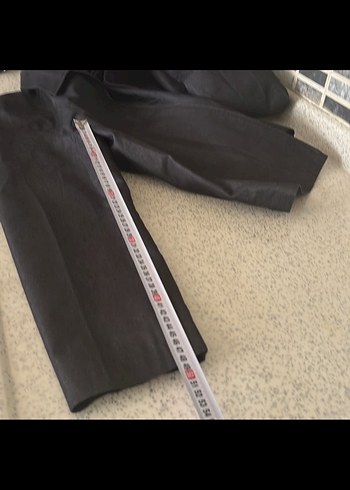 Siyah Keten Fermuarlı bayan midi ceket - Görsel 7