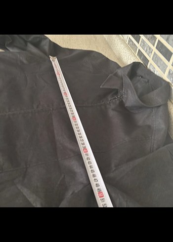 Siyah Keten Fermuarlı bayan midi ceket - Görsel 6