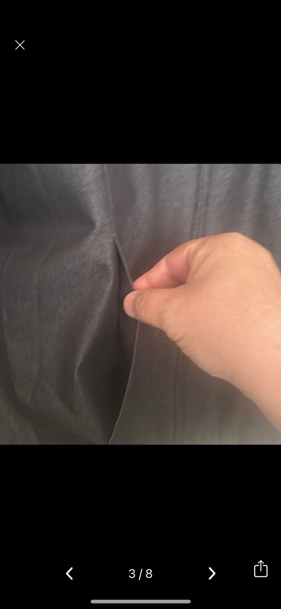 Siyah Keten Fermuarlı bayan midi ceket - Görsel 3