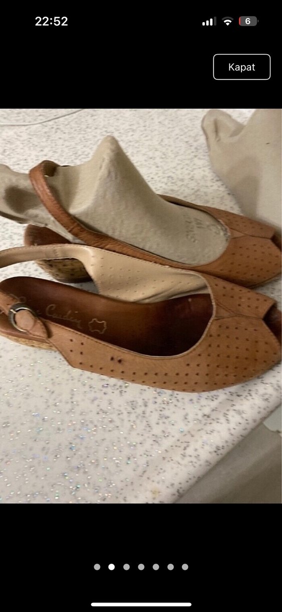 Bej Süet Kadın Dolgu Topuklu Sandalet - Görsel 4