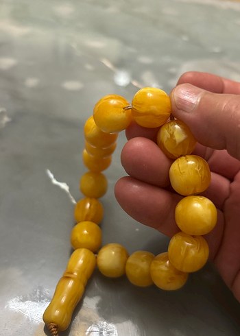 Parlak Sarı Erkek Tesbih - Vintage Stil - Görsel 4