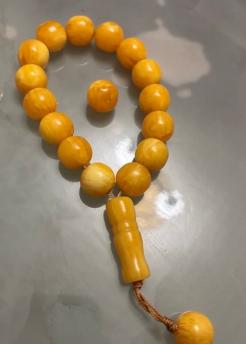 Parlak Sarı Erkek Tesbih - Vintage Stil - Görsel 2