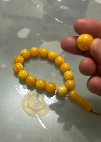 Parlak Sarı Erkek Tesbih - Vintage Stil - Görsel 3