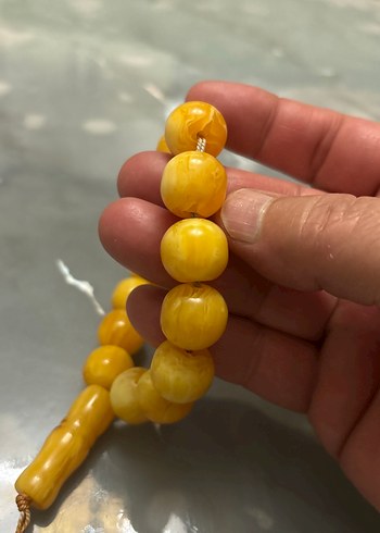 Parlak Sarı Erkek Tesbih - Vintage Stil - Görsel 5