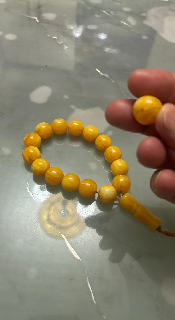 Parlak Sarı Erkek Tesbih - Vintage Stil - Görsel 3