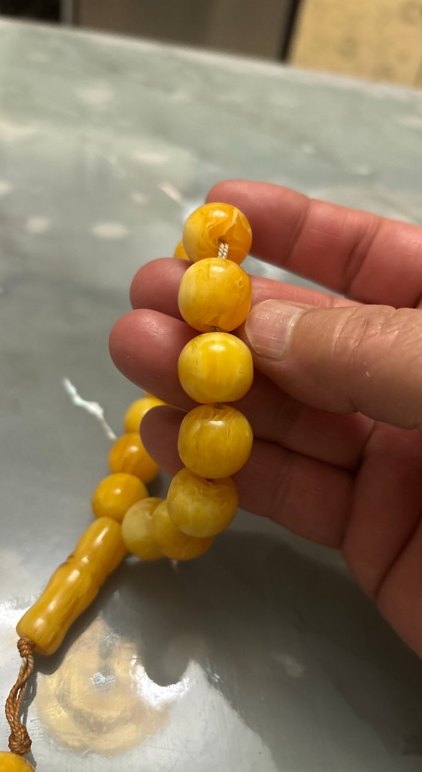 Parlak Sarı Erkek Tesbih - Vintage Stil - Görsel 5