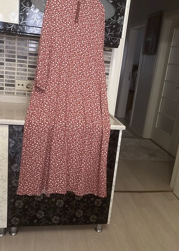 Kahverengi Uzun Kollu Piliseli Bohem Elbise - Görsel 2