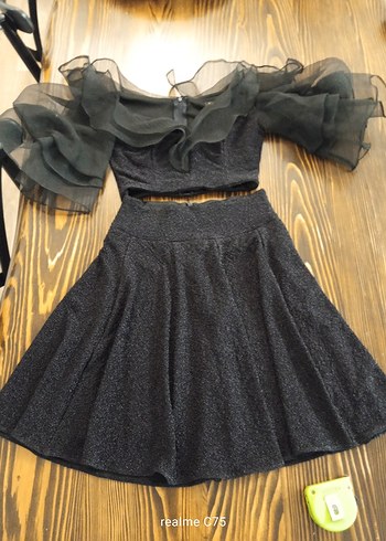 V Yaka Siyah Midi Gotik Mezuniyet Elbisesi - Görsel 3