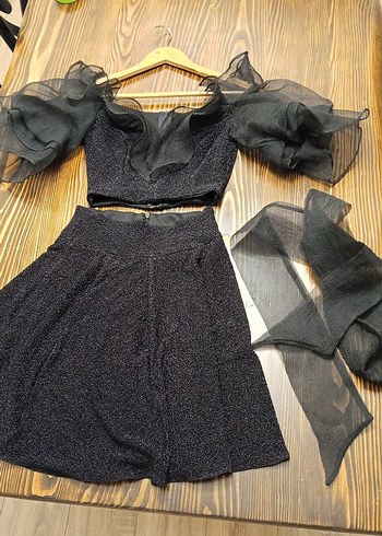 V Yaka Siyah Midi Gotik Mezuniyet Elbisesi - Görsel 2