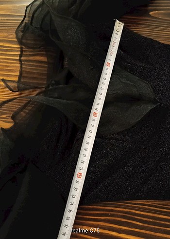 V Yaka Siyah Midi Gotik Mezuniyet Elbisesi - Görsel 8