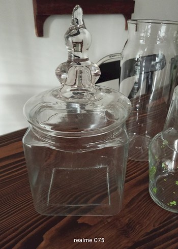 Beyaz ve Şeffaf Cam Sürahi ve Kavanoz Seti - Görsel 2