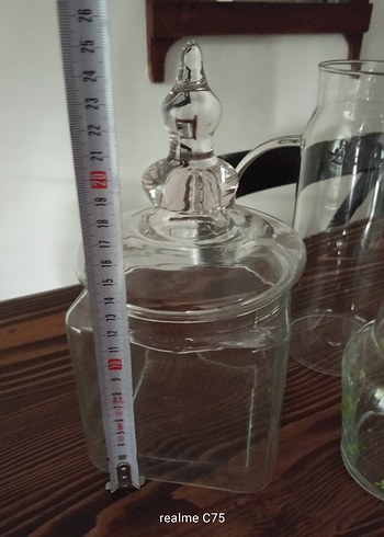 Beyaz ve Şeffaf Cam Sürahi ve Kavanoz Seti - Görsel 5