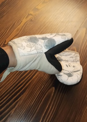 Nakışlı Beyaz Gri Fırın Eldiveni - Görsel 5