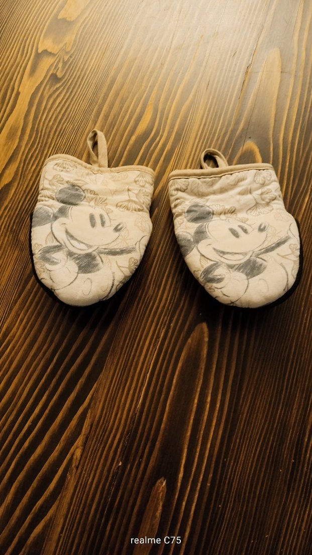 Nakışlı Beyaz Gri Fırın Eldiveni - Görsel 2