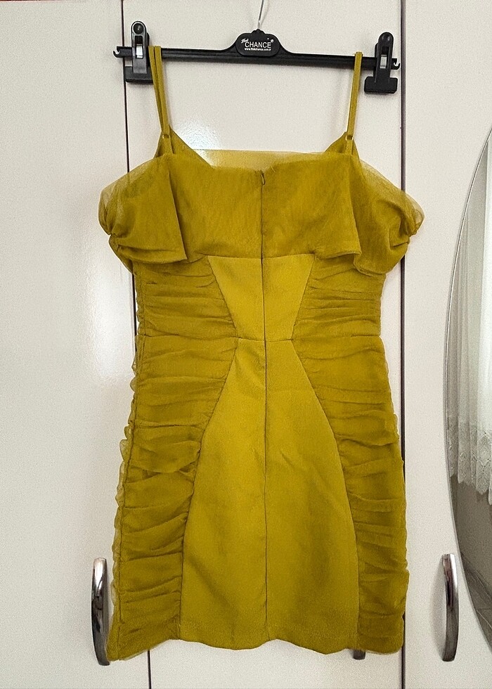 Kısa Hardal Elbise - Görsel 3