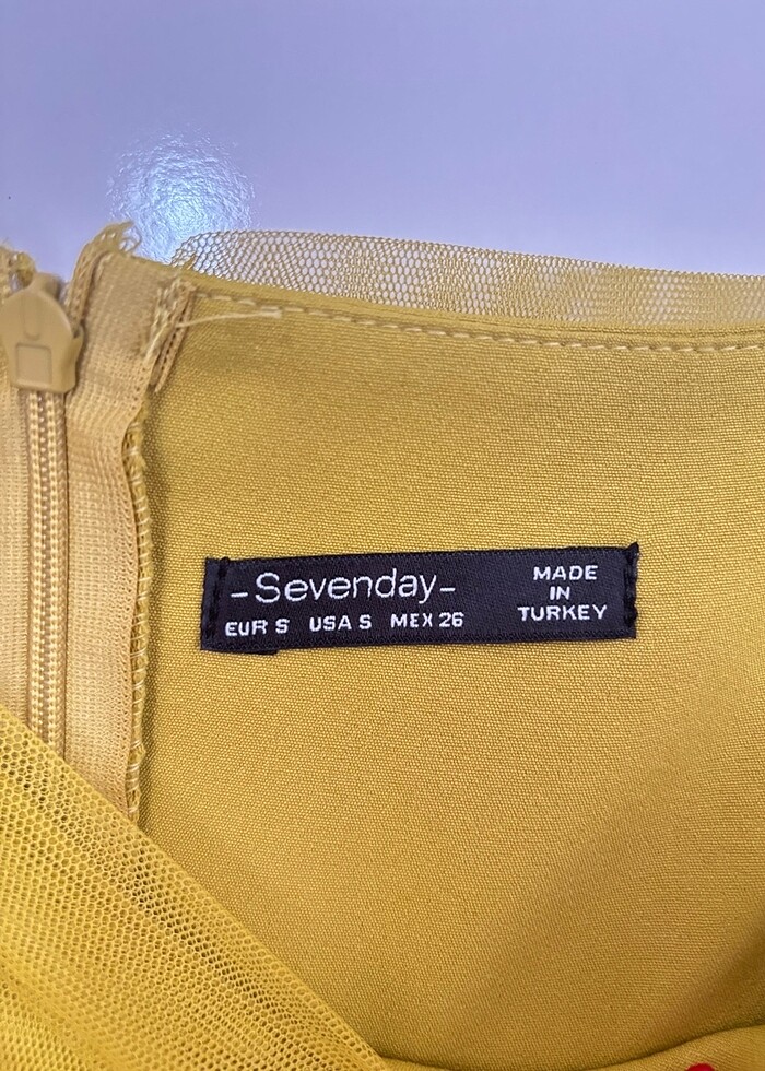 Kısa Hardal Elbise - Görsel 4