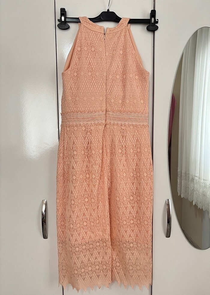 Pudra Midi Elbise - Görsel 3