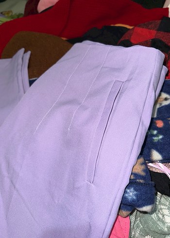 Pastel Mor Kadın Kumaş Pantolon - Görsel 4