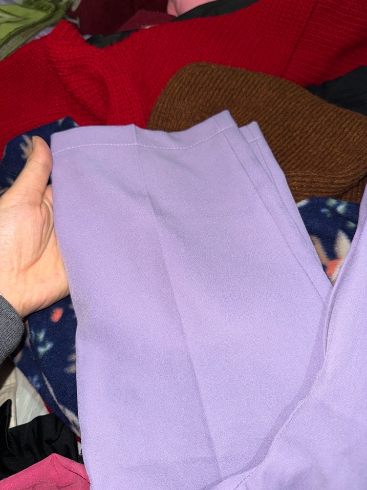 Pastel Mor Kadın Kumaş Pantolon - Görsel 3