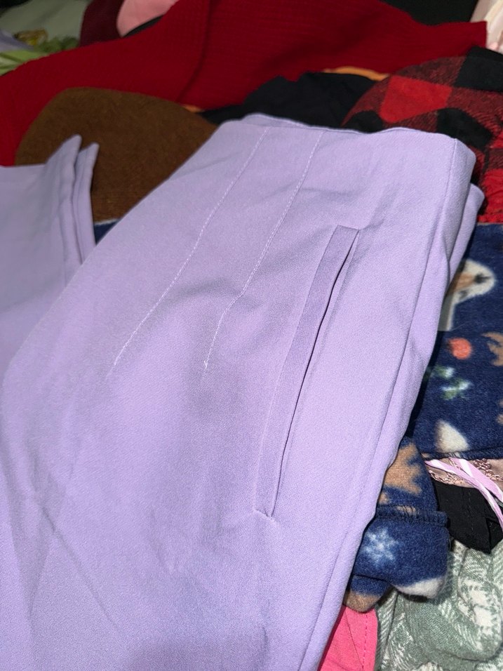 Pastel Mor Kadın Kumaş Pantolon - Görsel 4