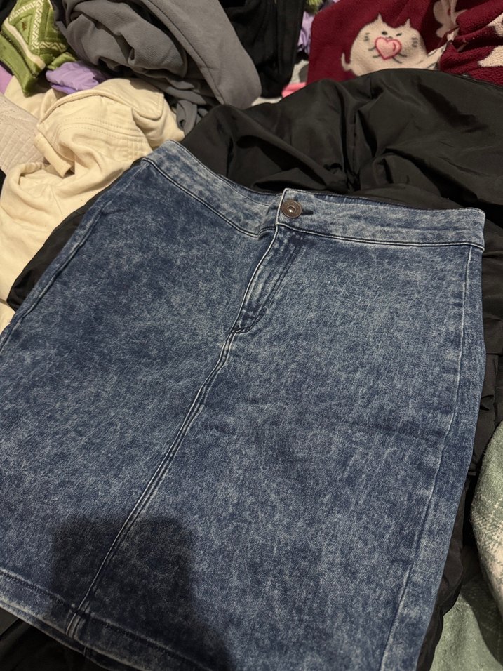 Lacivert Denim Mini Etek - Görsel 2