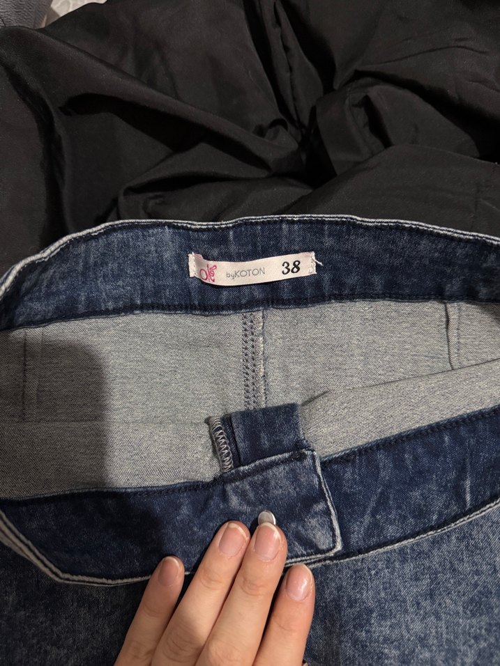 Lacivert Denim Mini Etek - Görsel 3