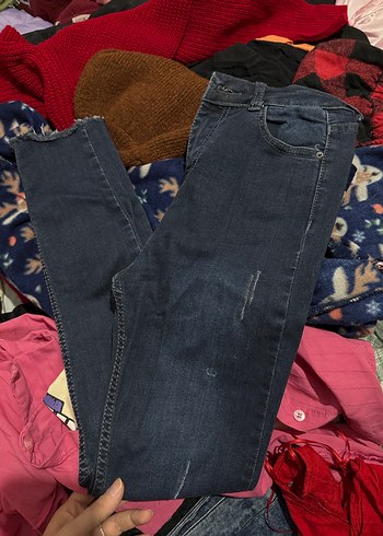 Koyu Mavi Kadın Skinny Denim Pantolon - Görsel 2