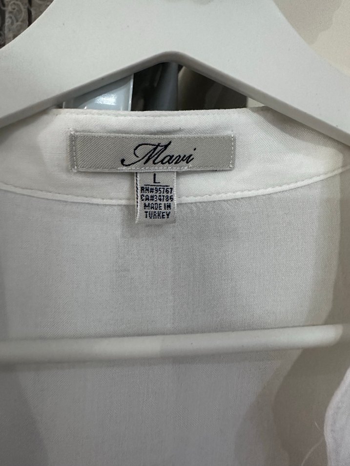 Kadın Beyaz Pamuklu Uzun Kollu Gömlek - Görsel 4