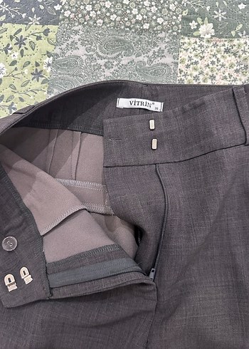 VİTRİN MARKA Gri Normal Kesim Pilili Kumaş Kadın Pantolon - Görsel 5