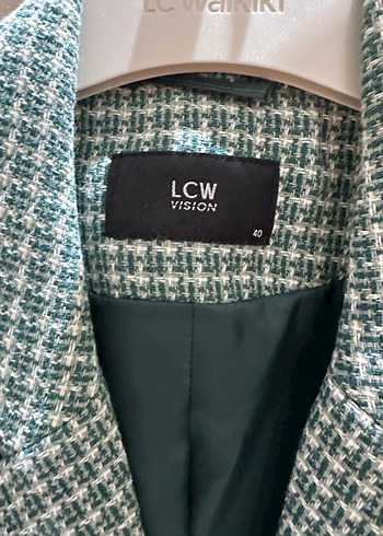 Düğmeli Gri Kareli Midi Kadın Blazer - Görsel 3