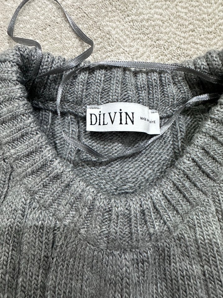 Gri Örgü Kadın Kazak - Görsel 2