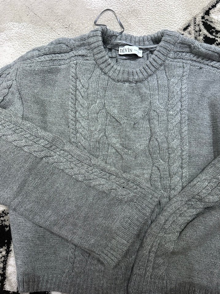 Gri Örgü Kadın Kazak - Görsel 3