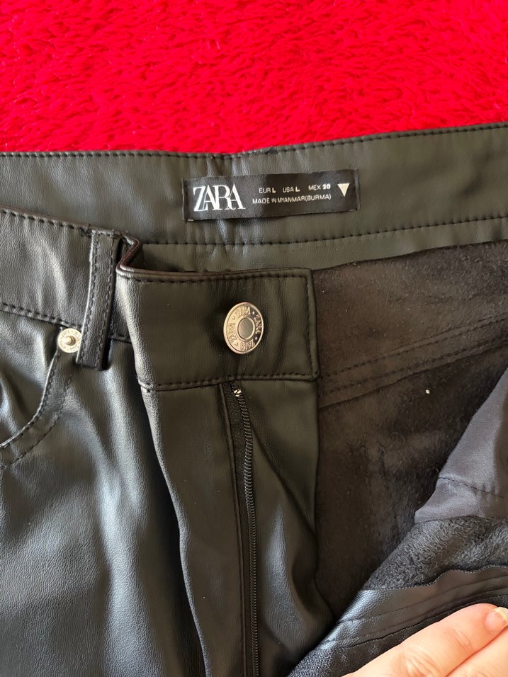 Kadın Siyah Deri boru paça pantolon - Görsel 3