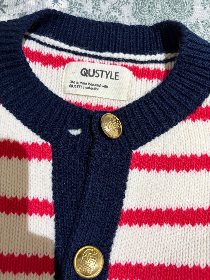 Düğmeli Çizgili Triko Kadın Hırka - Görsel 3