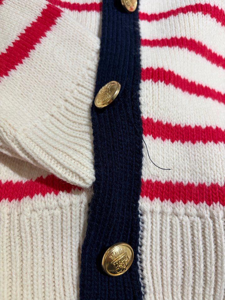 Düğmeli Çizgili Triko Kadın Hırka - Görsel 4